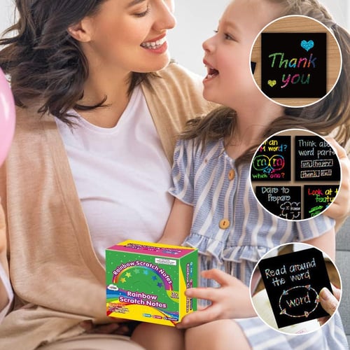 Scratch Art Kit Rainbow Reveal Non-Toxic Set of 100