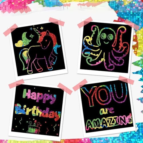 Scratch Art Kit Rainbow Reveal Non-Toxic Set of 100