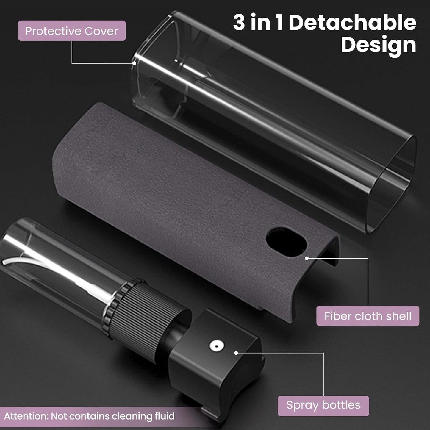 Screen Cleaner 3-in-1 Refillable Spray, Microfiber Cloth & Case