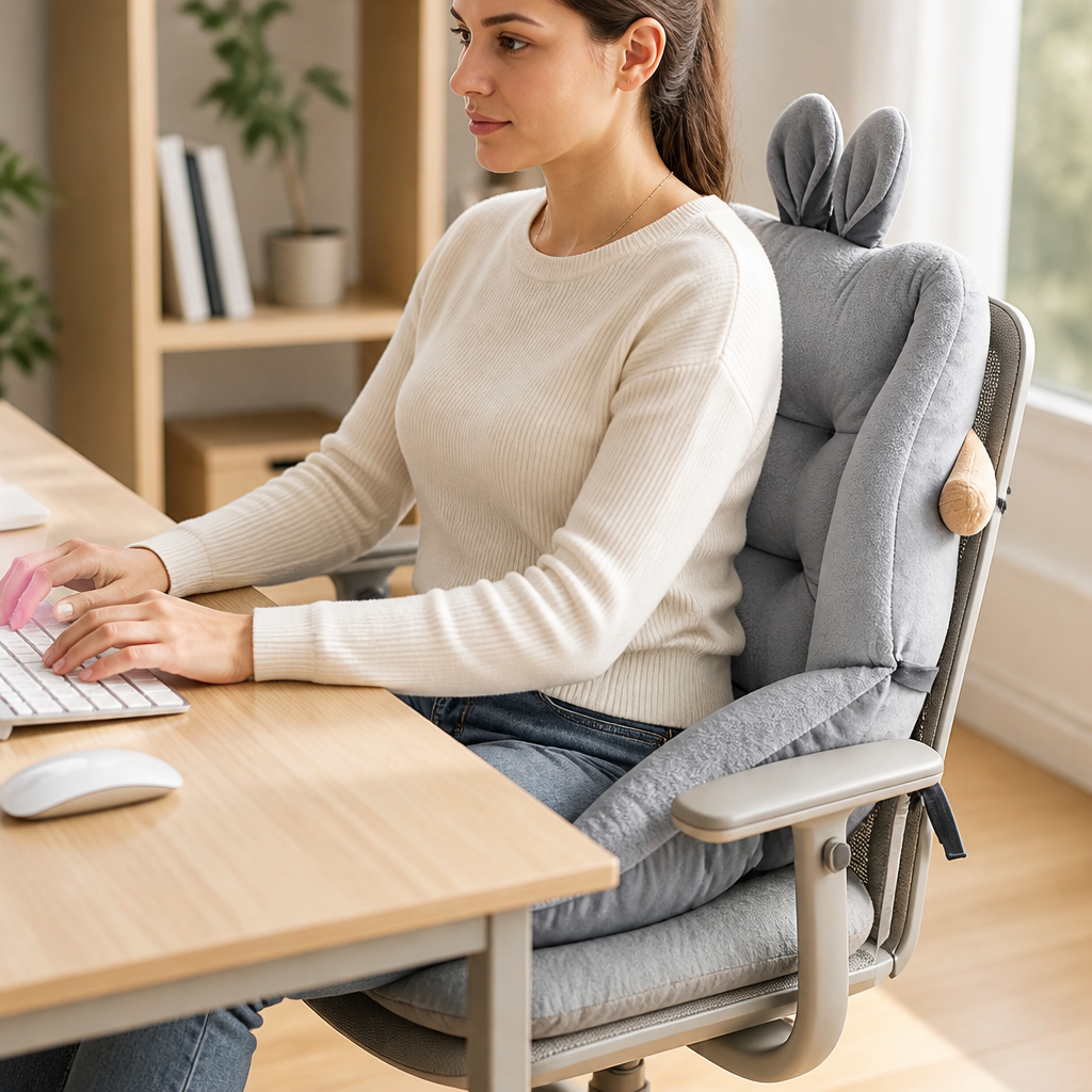 Seat & Back Cushion Ergonomic Tailbone Relief Velour Cover