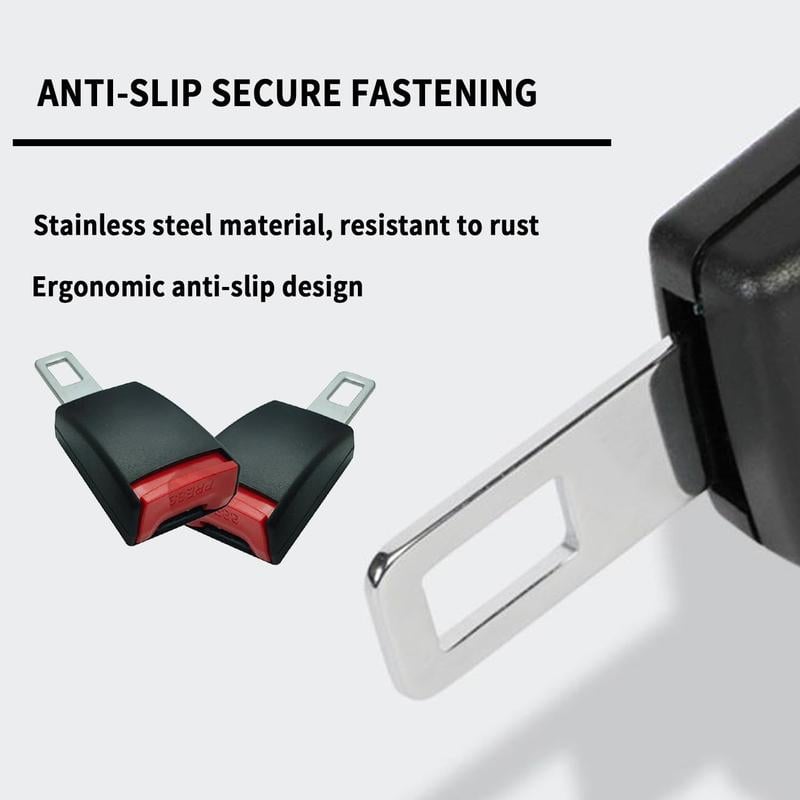 Seat Belt Extender Extra Length Tool-Free Stainless Steel Clip