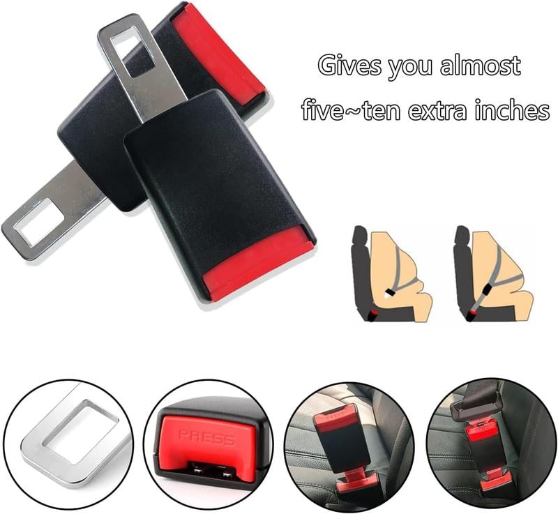 Seat Belt Extender Extra Length Tool-Free Stainless Steel Clip