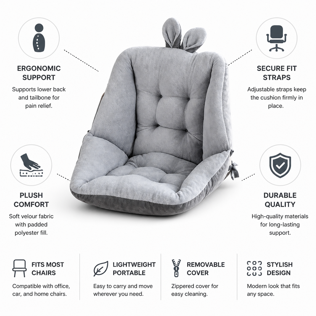 Seat Cushion Tailbone & Lumbar Support Velour Cover
