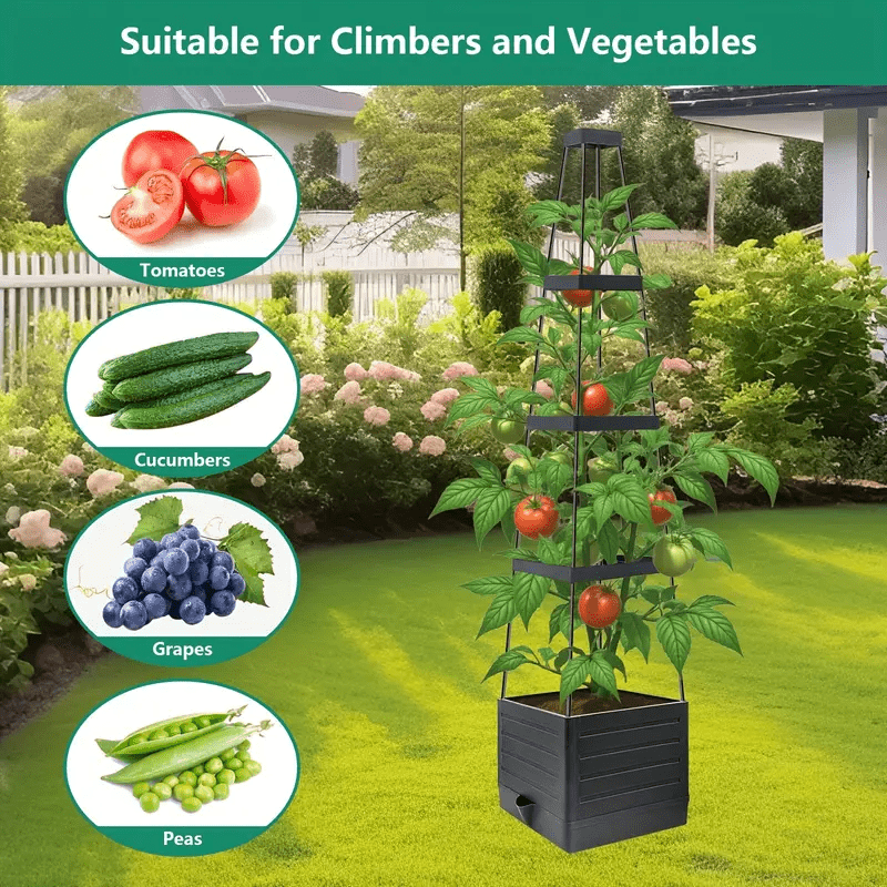 Self-Watering Planter Multi-Tier Hidden Reservoir & Trellis
