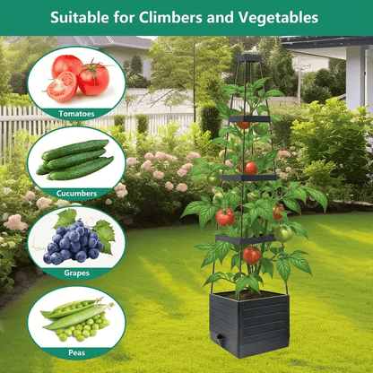 Self-Watering Planter Multi-Tier Hidden Reservoir & Trellis