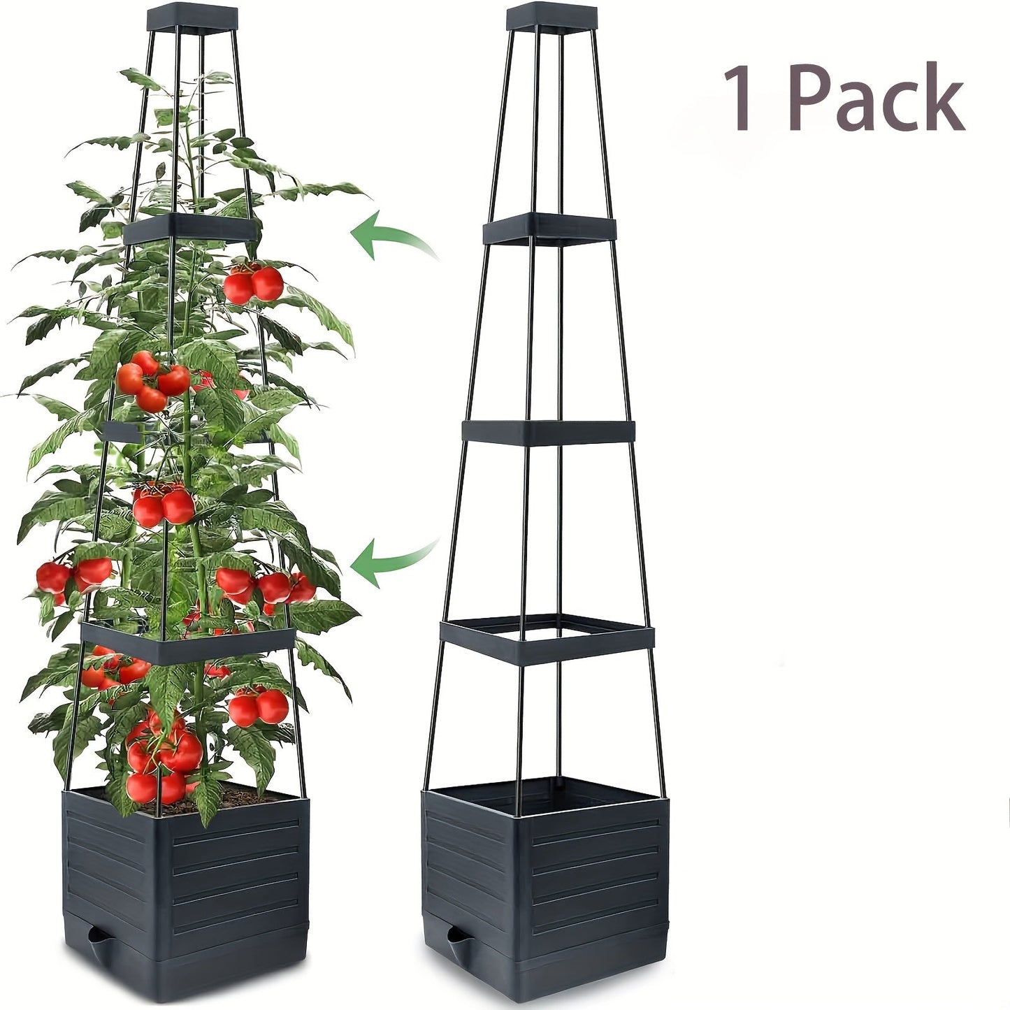 Self-Watering Planter Multi-Tier Hidden Reservoir & Trellis