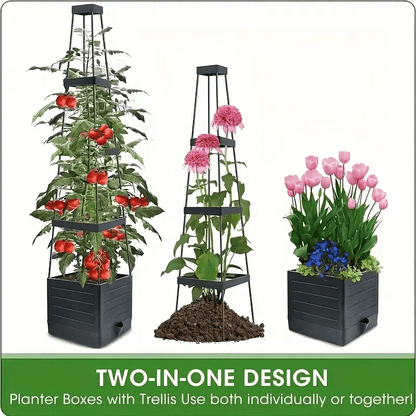 Self-Watering Planter Multi-Tier Hidden Reservoir & Trellis