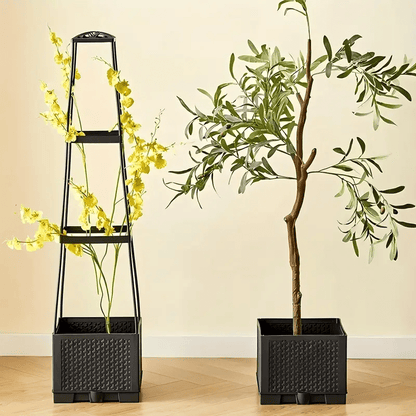 Self-Watering Planter Multi-Tier Hidden Reservoir & Trellis
