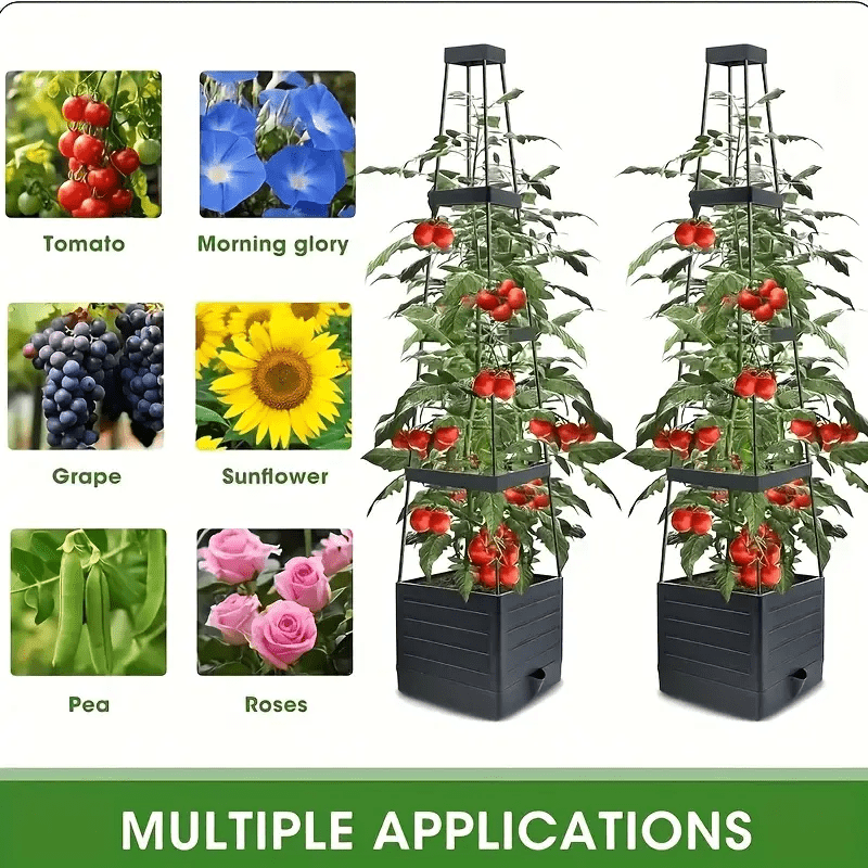 Self-Watering Planter Multi-Tier Hidden Reservoir & Trellis