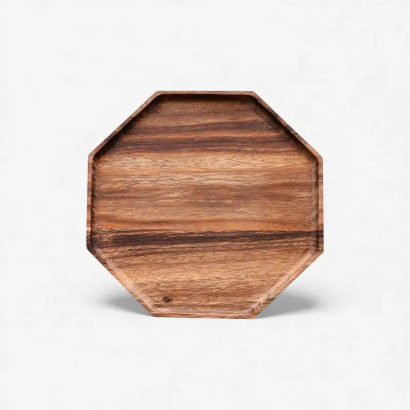 Serving Board Octagonal Solid Wood Geometric Pattern