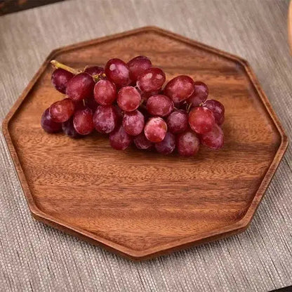 Serving Board Octagonal Solid Wood Geometric Pattern