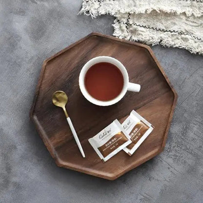 Serving Board Octagonal Solid Wood Geometric Pattern
