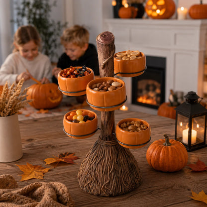 Serving Bowl Stand Pumpkin-Shaped Resin & Iron Space-Saving
