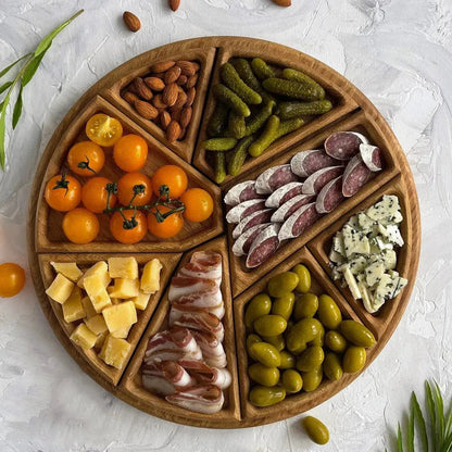 Serving Tray Set Premium Wood Removable Compartments Food-Safe Finish