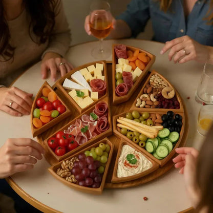 Serving Tray Set Premium Wood Removable Compartments Food-Safe Finish