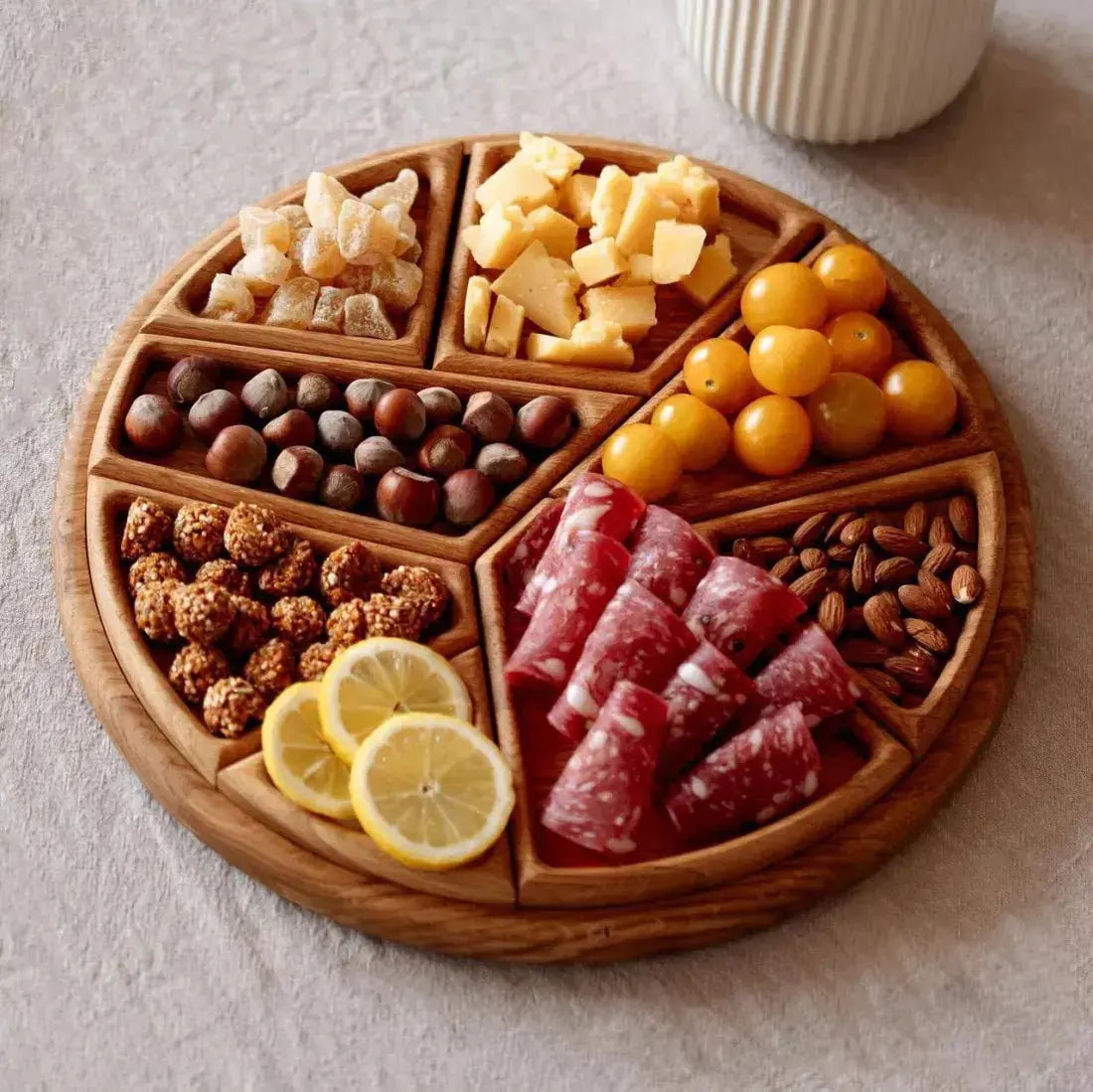 Serving Tray Set Premium Wood Removable Compartments Food-Safe Finish