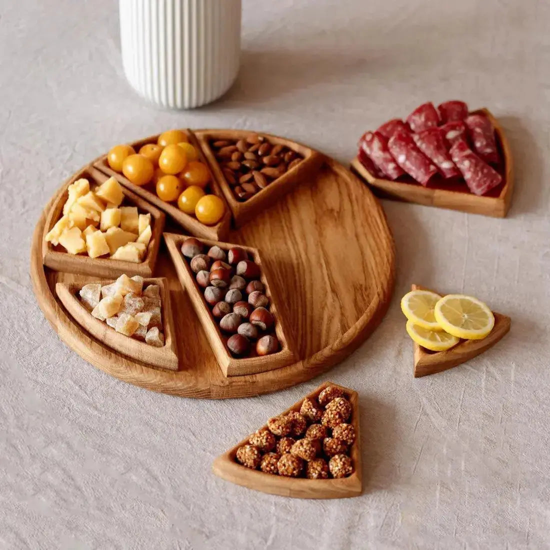 Serving Tray Set Premium Wood Removable Compartments Food-Safe Finish