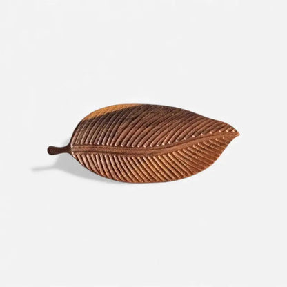 Serving Tray Solid Wood Carved Leaf Integrated Handle
