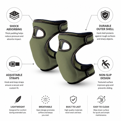 Shock-Absorbing Non-Slip Knee Pads with Adjustable Straps