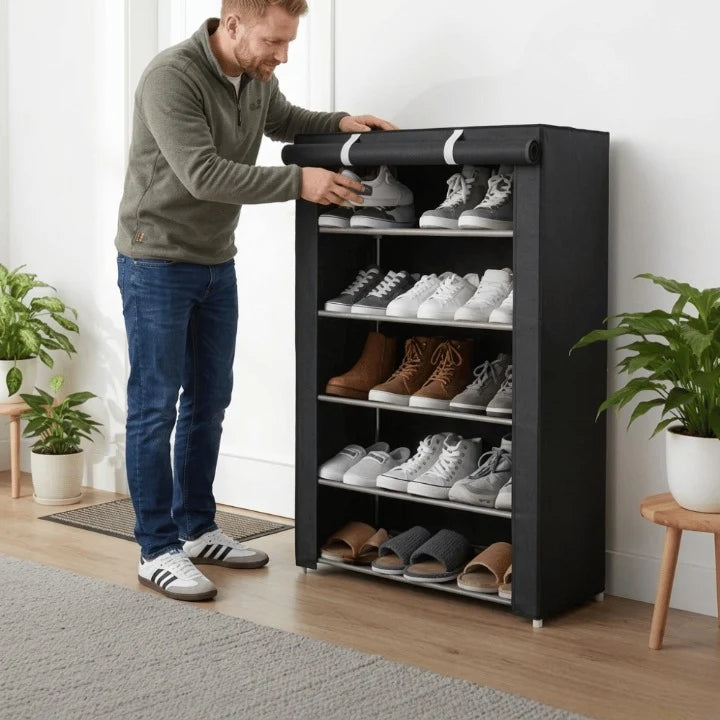 Shoe Cabinet Tool-Free Assembly Zippered Breathable Cover