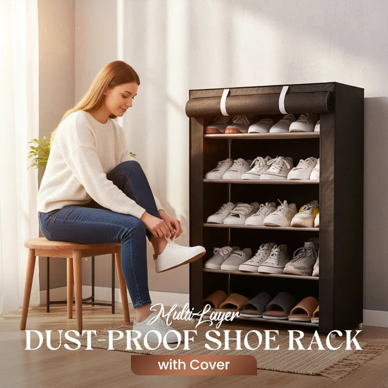 Shoe Cabinet Tool-Free Assembly Zippered Breathable Cover