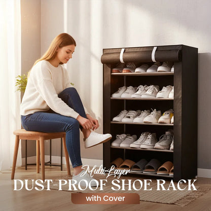 Shoe Cabinet Tool-Free Assembly Zippered Breathable Cover