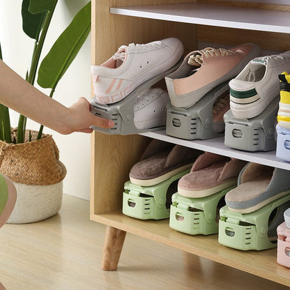 Shoe Organizer Stackable Height-Adjustable Non-Slip