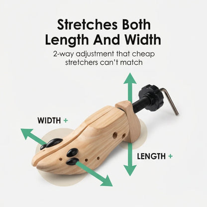 Shoe Stretcher Two-Way Adjustable Removable Ball Inserts Solid Wood