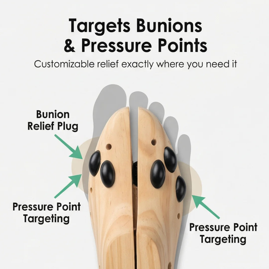 Shoe Stretcher Two-Way Adjustable Removable Ball Inserts Solid Wood