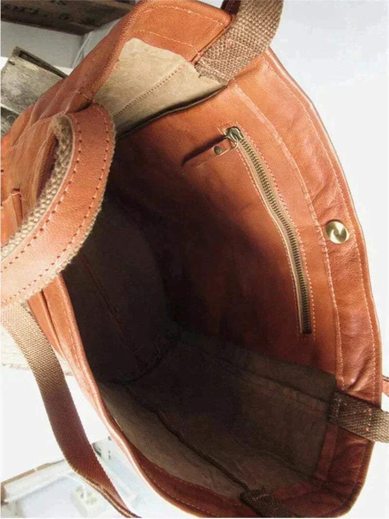 Shopper Tote Bag PU Leather Fits 15 Inch Laptop