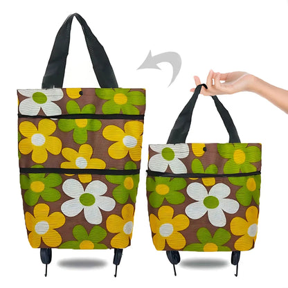 Shopping Trolley Foldable Retractable Wheels & Metal Frame