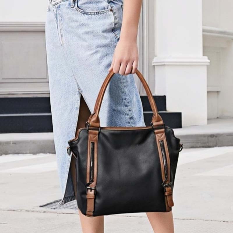 Shoulder Bag Convertible PU Leather Padded Laptop Compartment