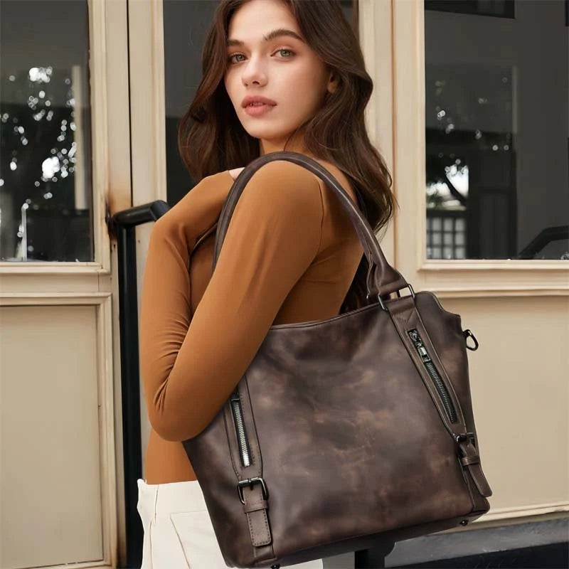 Shoulder Bag Convertible PU Leather Padded Laptop Compartment