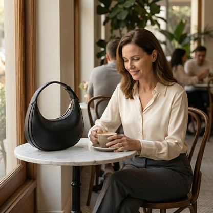 Shoulder Bag Crescent Shape 3-Way Strap Faux Leather