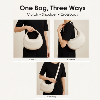 Shoulder Bag Crescent Shape 3-Way Strap Faux Leather