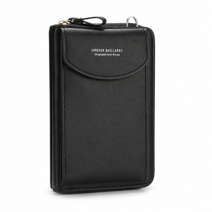 Shoulder Bag Synthetic Leather Three Zippered Compartments & Snap Closure