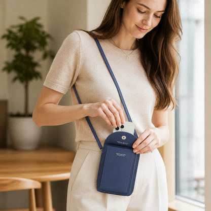 Shoulder Bag Synthetic Leather Three Zippered Compartments & Snap Closure