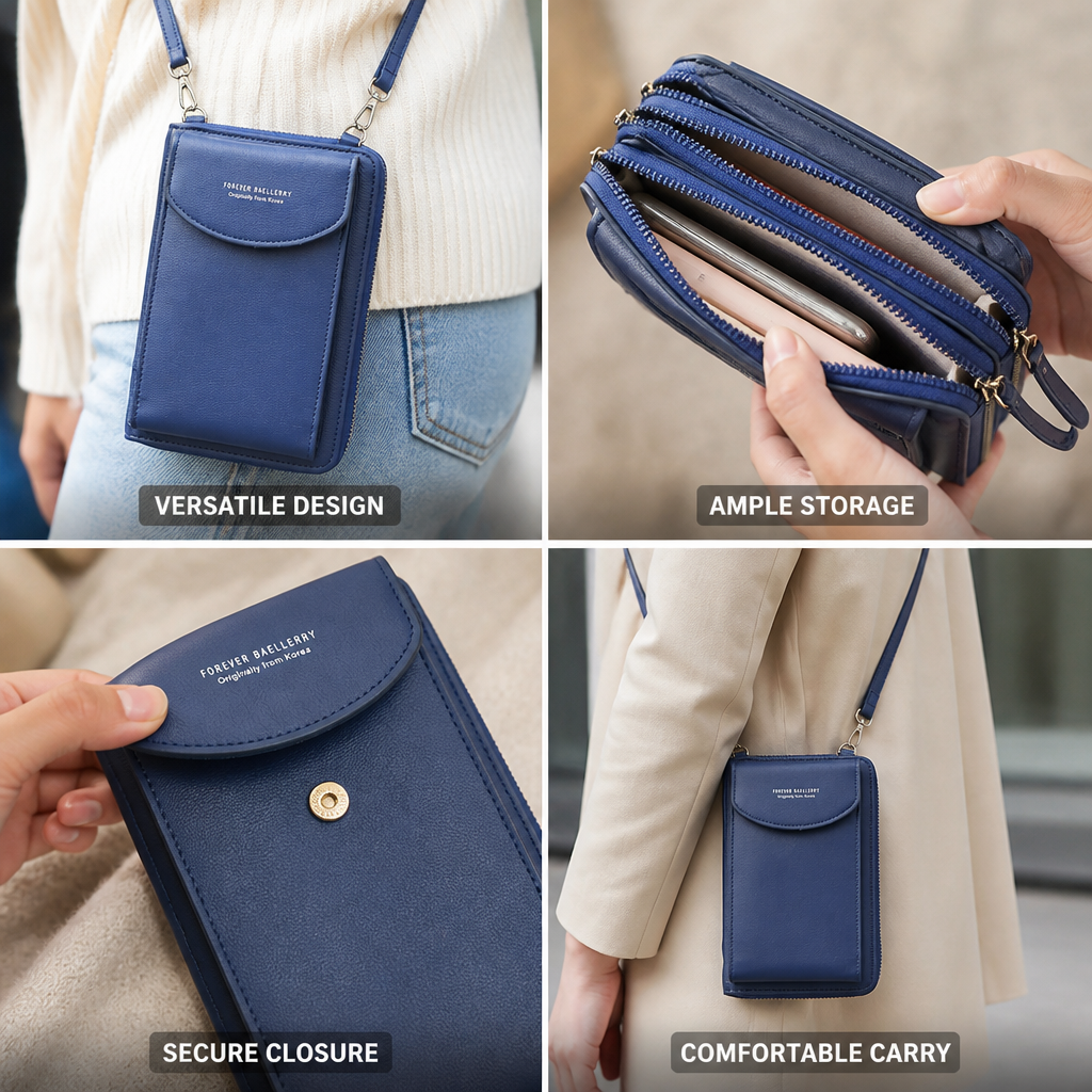 Shoulder Bag Synthetic Leather Three Zippered Compartments & Snap Closure
