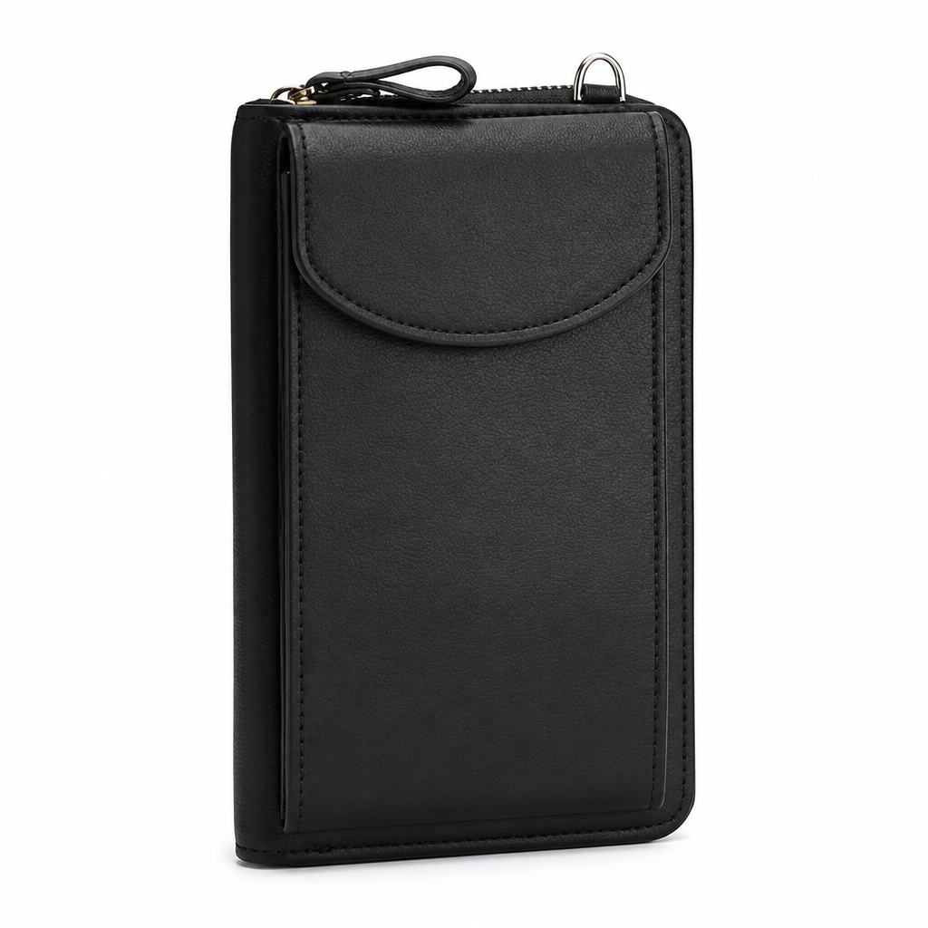 Shoulder Bag Synthetic Leather Three Zippered Compartments & Snap Closure