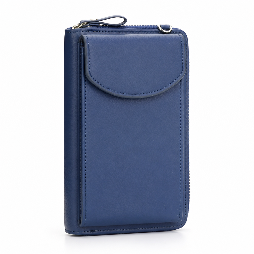 Shoulder Bag Synthetic Leather Three Zippered Compartments & Snap Closure