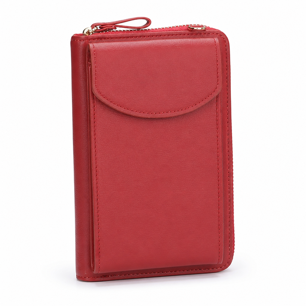 Shoulder Bag Synthetic Leather Three Zippered Compartments & Snap Closure