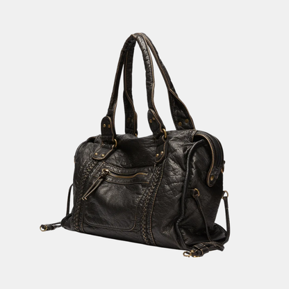 Shoulder Bag Vintage Washed PU Leather Fits Laptop