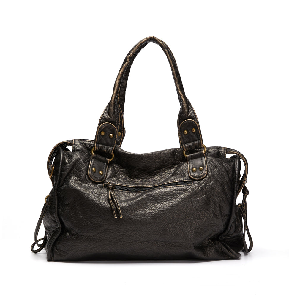 Shoulder Bag Vintage Washed PU Leather Fits Laptop