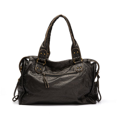 Shoulder Bag Vintage Washed PU Leather Fits Laptop