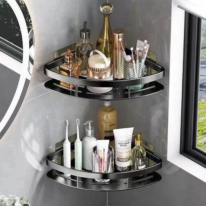 Shower Corner Shelf No-Drill Aluminum Raised Edge