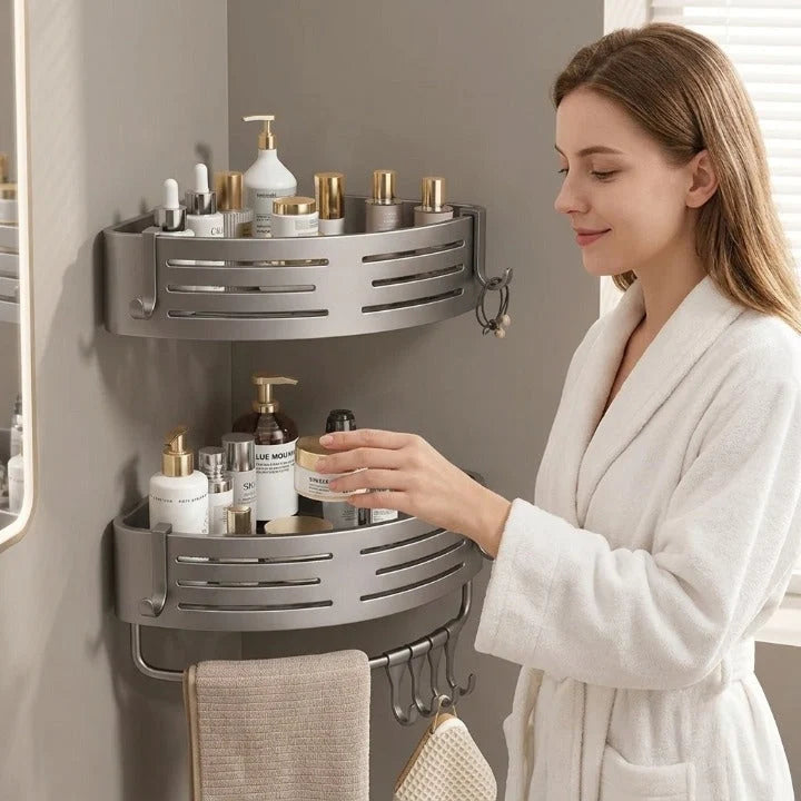 Shower Corner Shelves Aluminum No-Drill Adjustable
