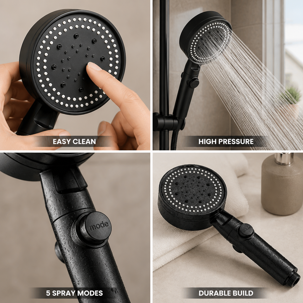 Shower Head High-Pressure Five Spray Modes Silicone Nozzles