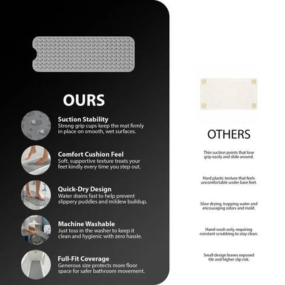 Shower Mat Full Coverage Suction Cups & Drain Holes