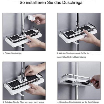 Shower Shelf Clamp-On No-Drill Non-Slip & Rust-Resistant
