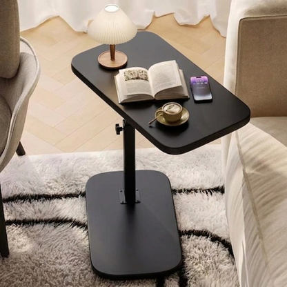 Side Table Height-Adjustable Wood Top & Metal Frame